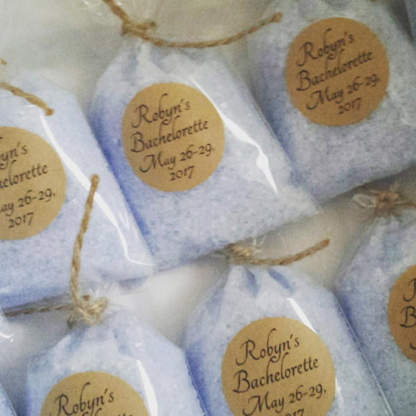 Aromatherapy Blue Bath Salts Favors for Showers and Parties