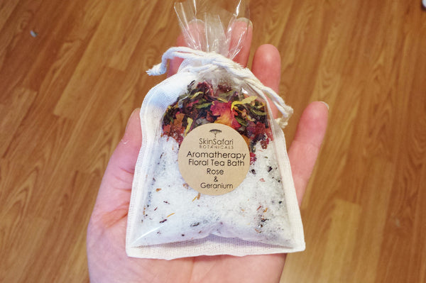 Bath Tea Salt Favors with natural herbs and aromatherapy essential oils 