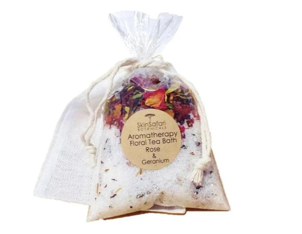 Bath Tea Salt Favors with organic teas and herbs and essential oils 